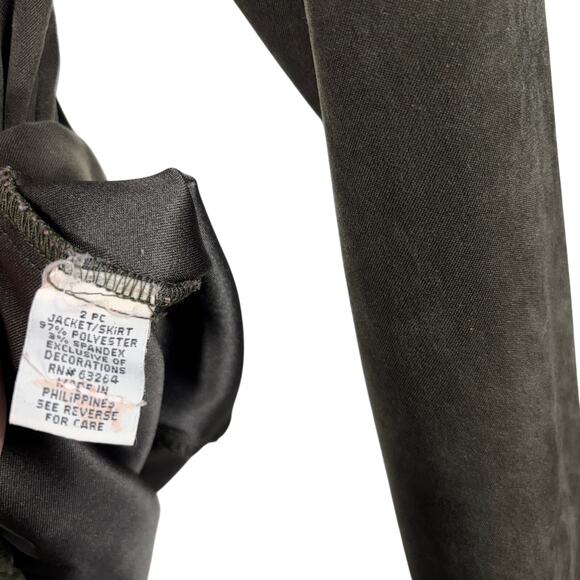 Dressbarn Women's Size 10 Green Faux Suede Embroidered Blazer Jacket Vintage - Picture 9 of 11